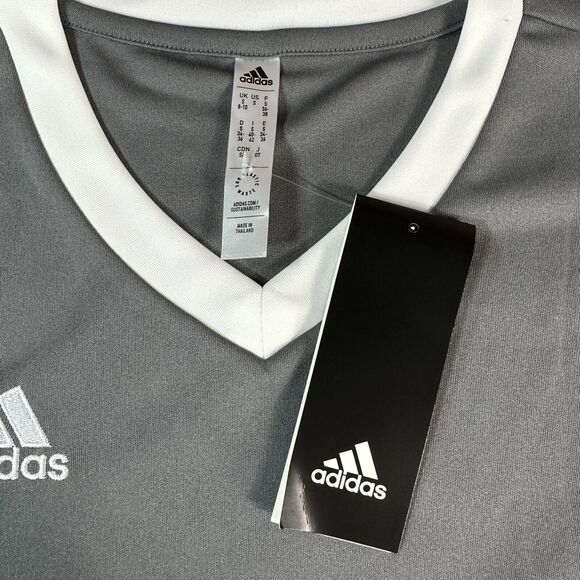 NEW Adidas Entrada 22 Jersey Women's Size Small Grey V Neck Athletic Shirt Top - Picture 7 of 10